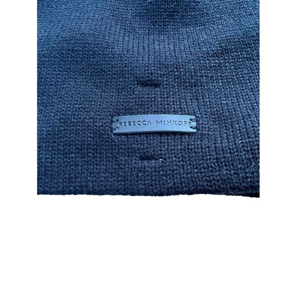 Rebecca Minkoff Silver Stars Knit Beanie Hat Black